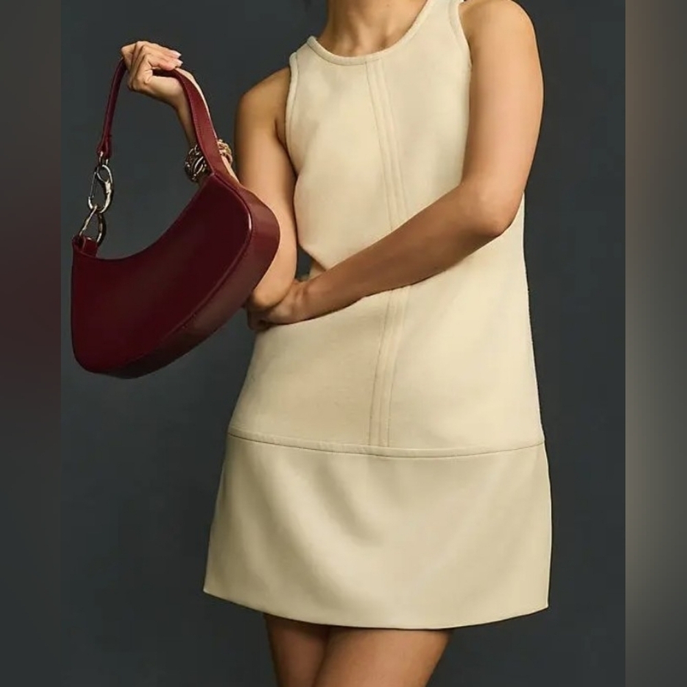 Anthropologie NWT Faux-leather Shift Mini Dress Size Small.